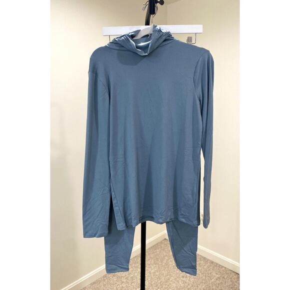 Zenana Blue Grey Mock Neck Top & Leggings Set - Sz. SM - XL (Boutique) - Picture 5 of 5